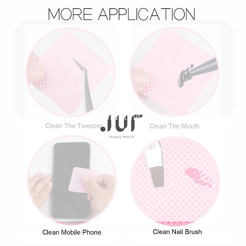 Eyelash Extension Glue Remover - ผ้าเช็ดทำความสะอาดเล็บแบบไม่มีขุยสำหรับมืออาชีพ ผ้าเช็ดกาวต่อขนตา ผ้าเช็ดล้างยาทาเล็บ สำหรับใช้ในร้านเสริมสวย 200 ชิ้น