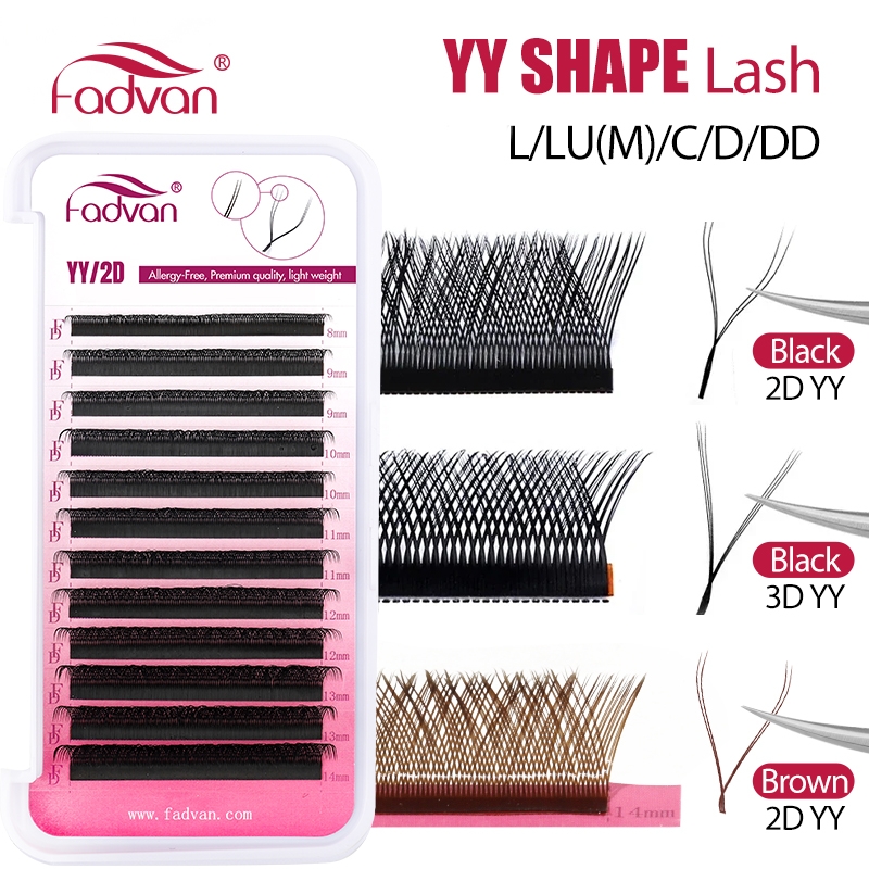 Eyelash Extension Yelix - FADVAN YY/SYY รูปร่าง L/LU(M)/C/D/DD สีน้ําตาล Eyelashes