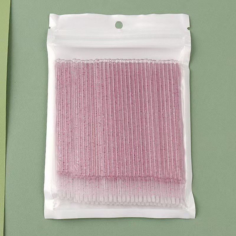 Eyelash Extension Cleaning - 100 ชิ้น ไม้พันสำลีคริสตัลนาโนแบบใช้แล้วทิ้งอเนกประสงค์ ไม้พันสำลีปลายแหลมสำหรับต่อขนตา อุปกรณ์ทำความสะอาดเครื่องสำอาง