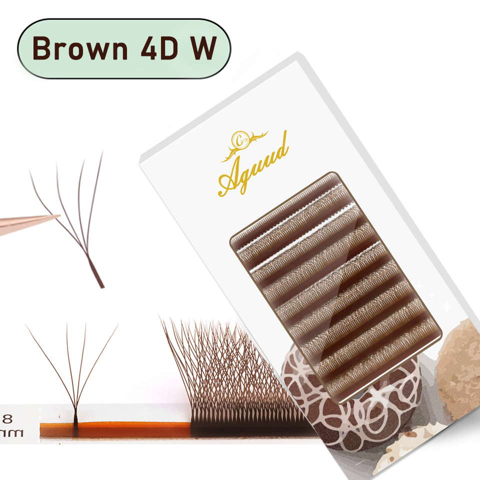 Eyelash Extension Yelix - ขนตาปลอม AGUUD สีน้ำตาล รูปทรงตัว W แบบ