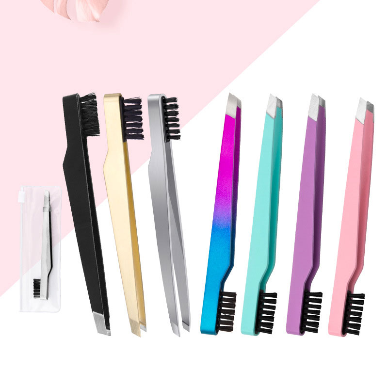 1ชิ้นแหนบคิ้วสแตนเลสพร้อมแปรงห - Eyelash Extension For No Eyelid บทวิจารณ์และราคา